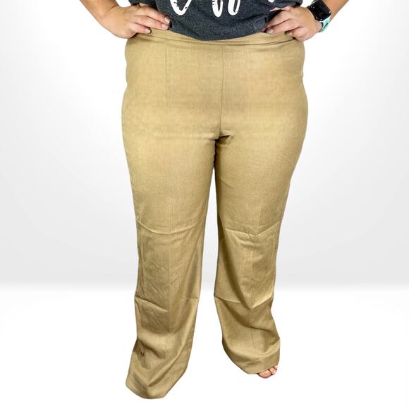 00s OSCAR DE LA RENTA Vintage Tan Wool Pull On Straight Leg Dress Pants - Picture 7 of 7